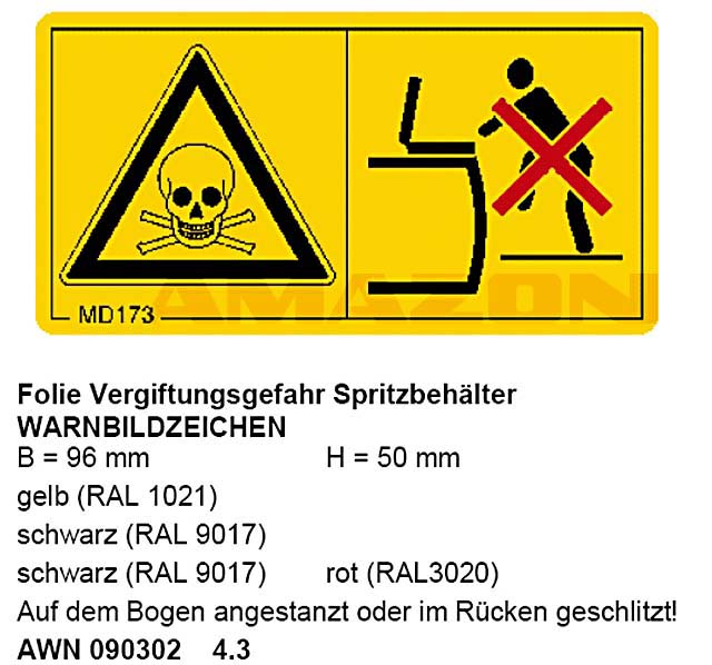 Folie Vergiftungsgefahr Spritzbehälter