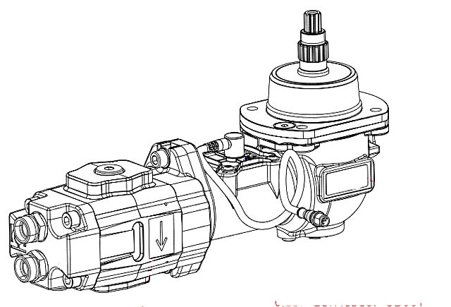Getriebe mit Hydraulikmotor für Constant Flow Control links