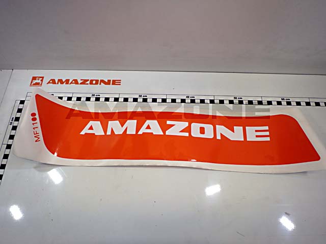 Folie Flaeche Orange ABB re. AMAZONE Schriftzug weiss