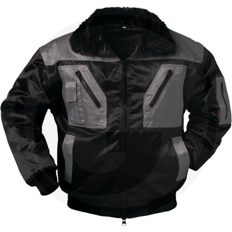 Pilotenjacke, Schwarz/Grau, Größe XXL