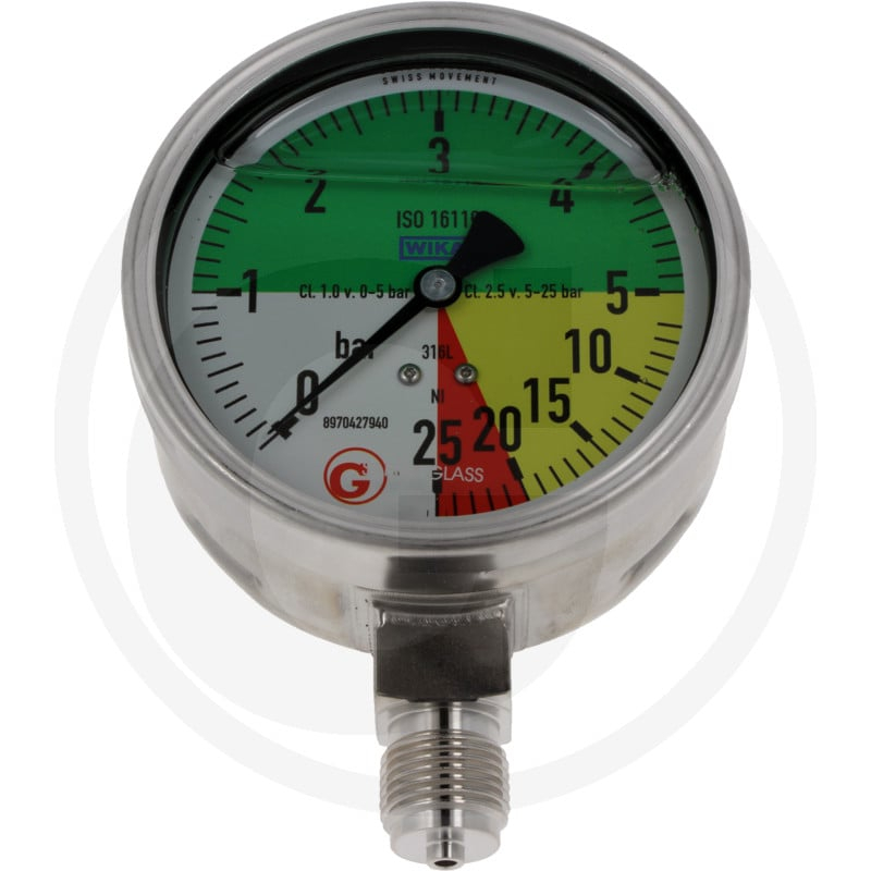 Manometer 100mm 0-5-25bar 1/2''unten Fl