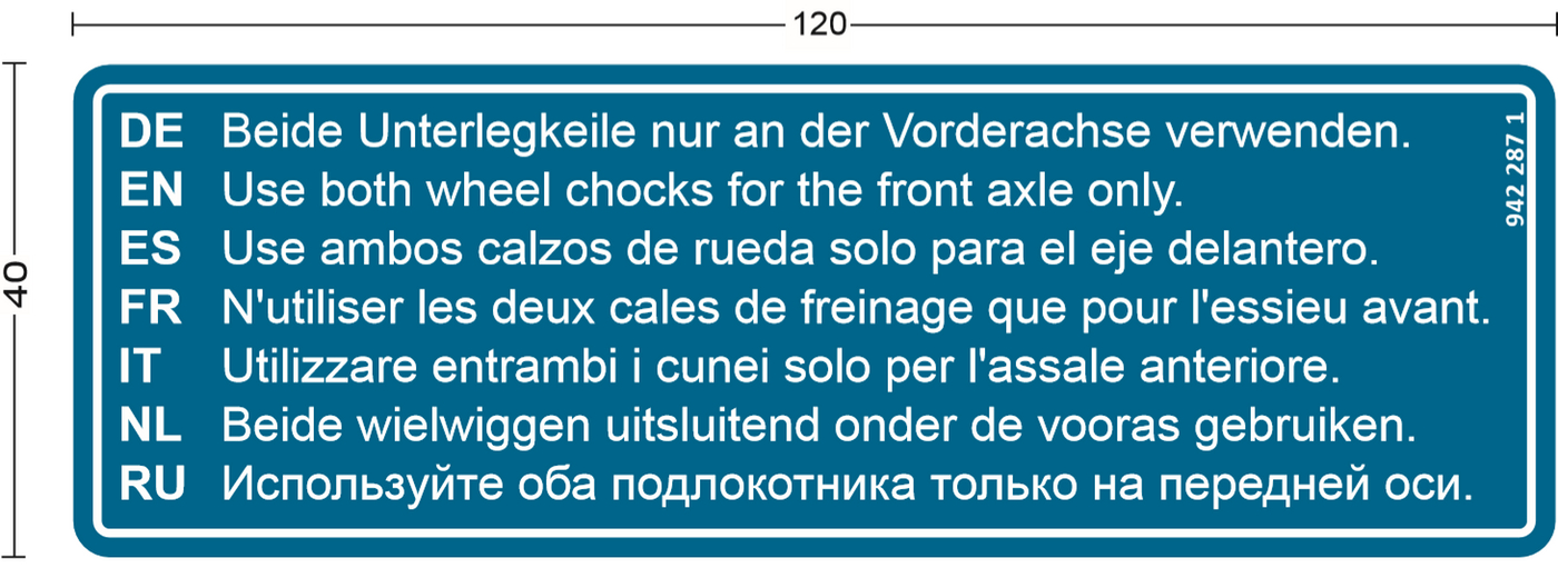 Aufkleber Beide Unterlegkeile benutzen