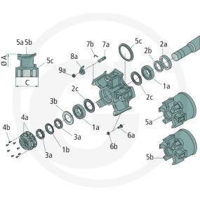 Radbolzensatz M16X2(5Xschraube Granit 2209RC20PA1-5