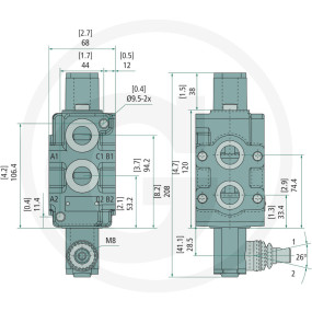 6/2 Ventile Handbed. Dv90/A/6/  Granit
