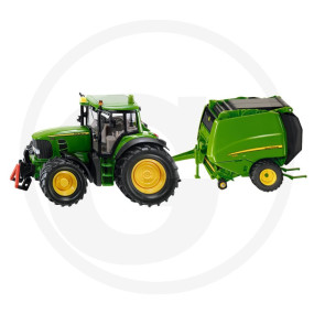 Siku John Deere mit Ballenpresse Granit