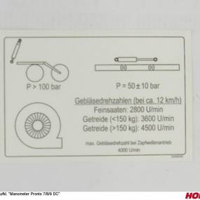 Aufkl. "Manometer Pronto 7/8/9 Dc Horsch 00380345