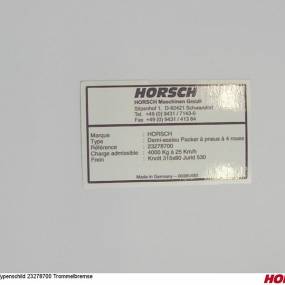 Typenschild 23278700 Trommelbremse Horsch 00385493