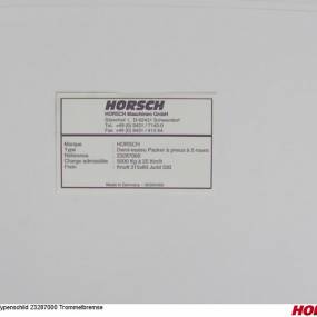 Typenschild 23287000 Trommelbremse Horsch 00385490