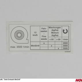 Aufkl. "Gebl-Drehzahl Minidrill Horsch 00385941