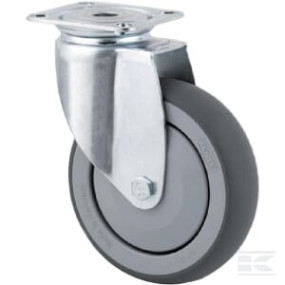 Verzinkte Lenkrolle mit Plattenbefestigung. Ø75X25Mm, Plattenaufnahme: 60X60 Belastung:: 75Kg, Kramp 2470PJP075P40