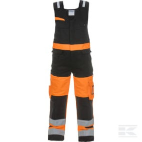 Latzhose, Erwachsener, Gr. 4Xl Uk:48 Ja , Orange;Schwarz, Trendy High Visible Stretch-Line , By Hydrowear Kramp 044485OB64