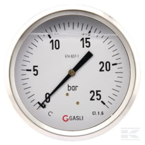 Manometer Ø100 0-25Bar ½" Hint Kramp MA10025B08SSGF