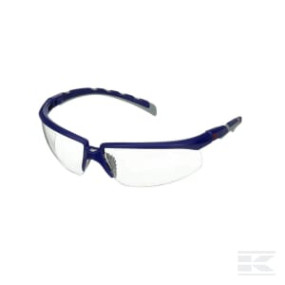 Schutzbrille Solus 2000, Blau/Graue Bügel, Beschlagfrei/Kratzfest, Durchsichtiges Glas Kramp S2001AFBLU