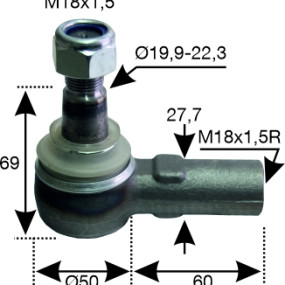 Kugelgelenk M18X1,5Rig 19,9-22 522300483