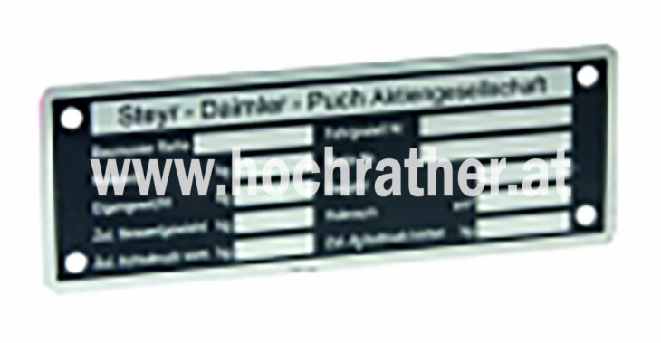 Typenschild Unbeschlagen Steyr (130320001) Um